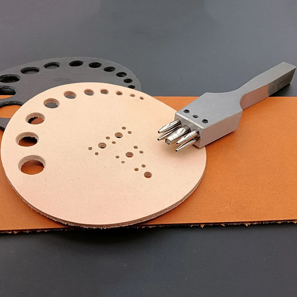 Leather Craft 3/5 Holes Puncher Diameter 1mm+3mm precise Round hole brogue style cutting Tools