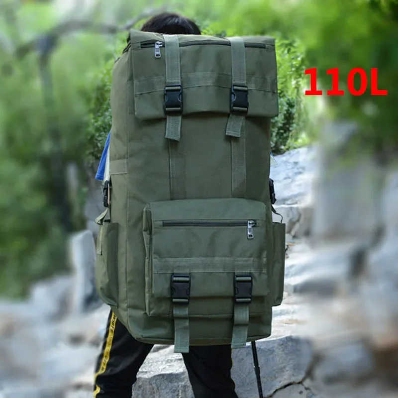 야외 여행 하이킹 배낭 남녀공용 트레킹 등산 캠핑 가방, 대용량 위장 배낭 러기지 백, 110L