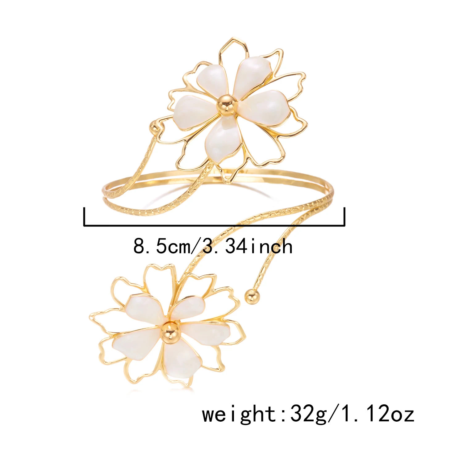 Modisches Mehrfarbiges Hohles Blumen-Armband für Frauen Metall-Spiral-Geometrisches Armreif-Design Festtags- und Party-Schmuck – Detail 6