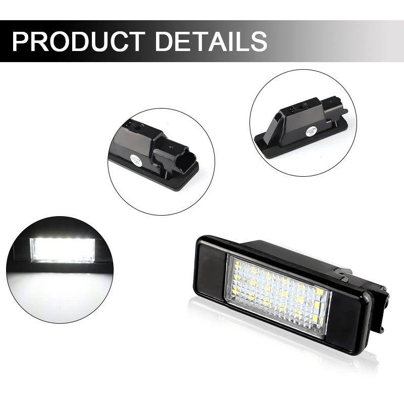 2pcs 6000K Car Rear 18 LED SMD License Number Plate Light Lamp For