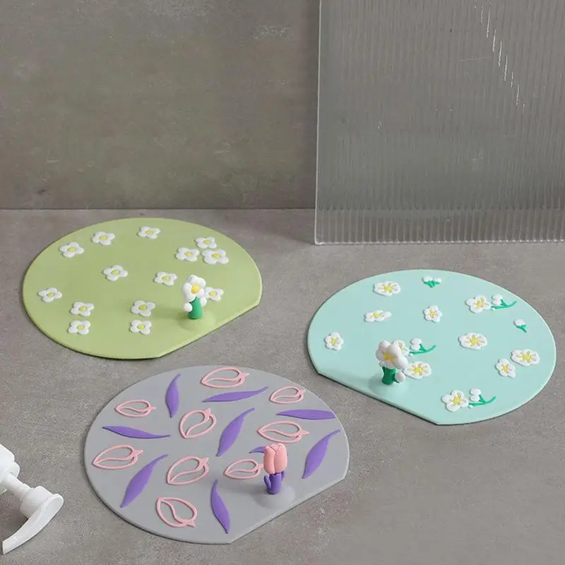 

Bathroom Tub Stopper With Flower Handle Leakage Proof Drain Cover Sink Hair Stopper Flat Plug Stopper Bathroom Accessories