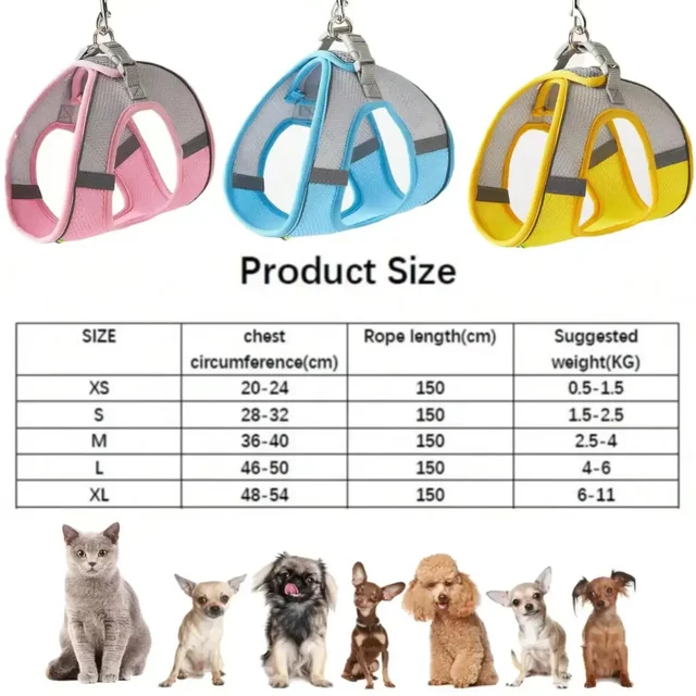 Breathable Pet Harness Escape-Proof Reflective Dog Harness for French Bulldog Harness Vest Puppy Pet Outdoor Walking Lead Leash 2