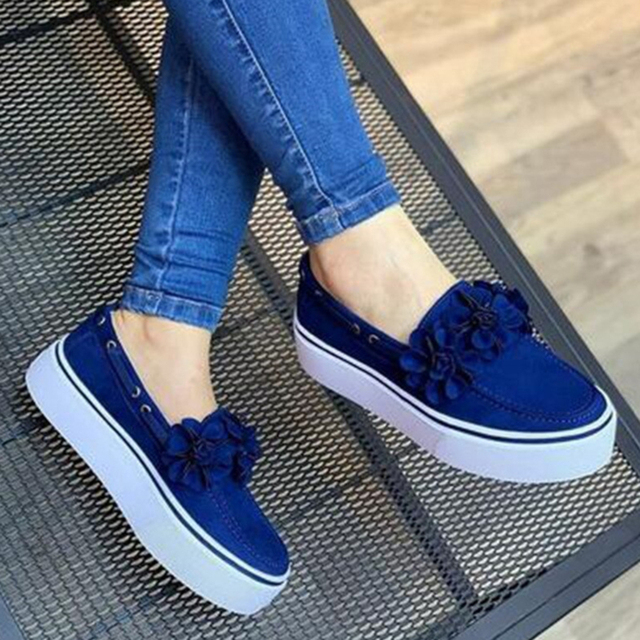 Sneakers Women Casual Shoes Platform Flowers Flats Heel Round Toe Espadrilles Ladies Loafers Shoes Zapatos Mujer