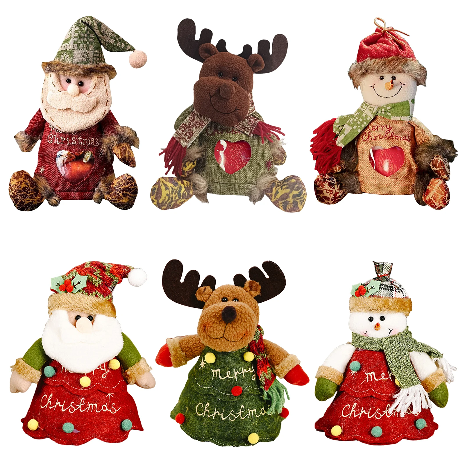 Christmas Apple Bag Zipper Design Creative Candy Gift Bag Santa Claus Snowman Reusable Fabric Storage Bags for Gifts Apple Candy