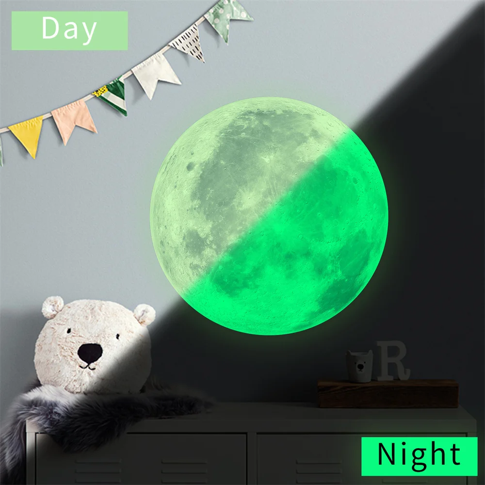 Moon Luminous Sticker Bedroom Self Adhesive Glow In Dark Sticker Wall Waterproof Decals 20cm 1pc