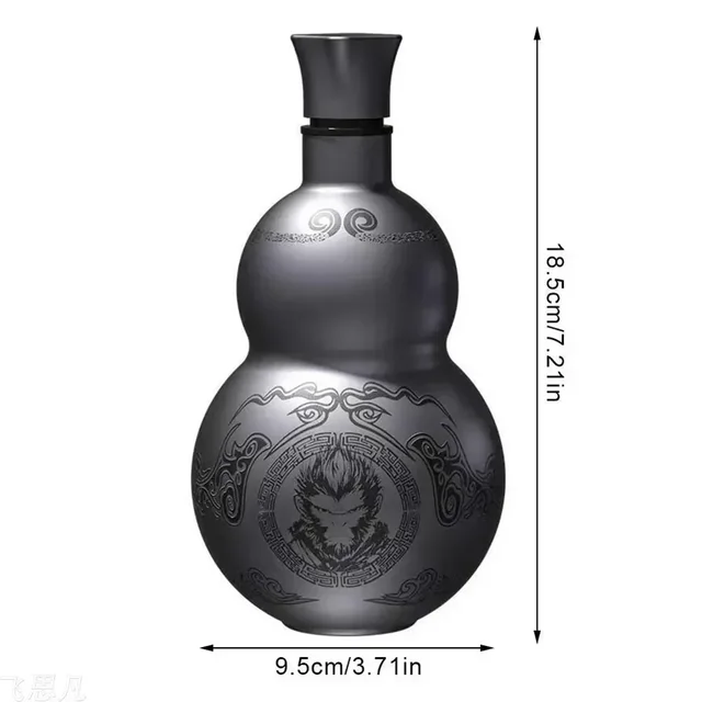Bouteille d'eau portable Wukong gourde – Tasse isolée en acier inoxydable 304 de 500 ml, décoration de jeu de rôle noire 6