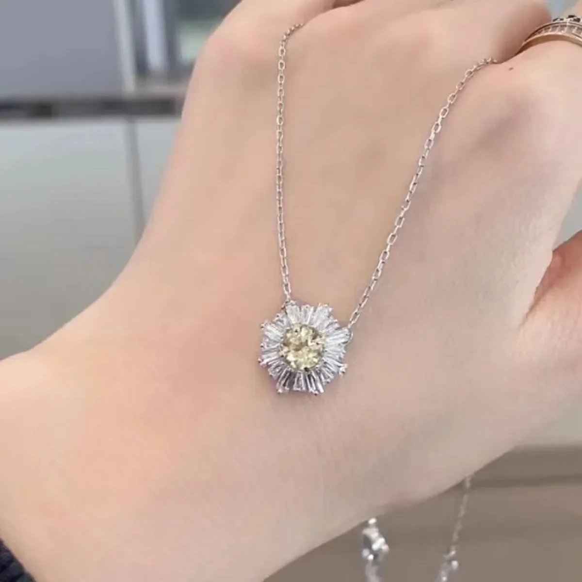 Flower Yellow Blue Stainless Steel Necklace Earring Bracelet