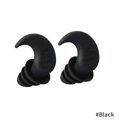 Professional Soundproof Silicone Earplugs for Sleep - Noise Reduction, Waterproof & Soft Comfort (Black)