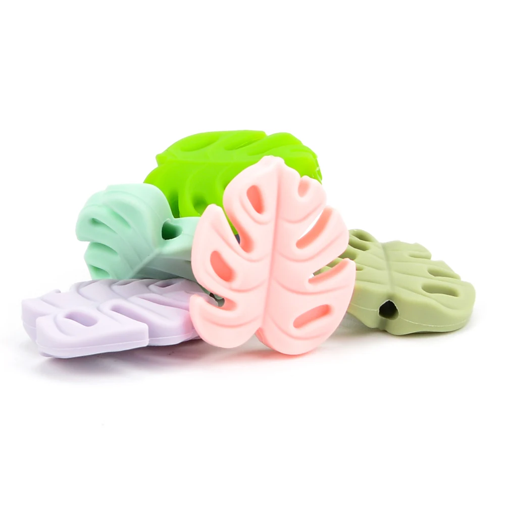 LOFCA 30 Stück Monstera Deliciosa Blätter Silikonperlen BPA-frei Schlüsselanhänger Silikonperlen DIY Schlüsselanhänger Perlenschmuck Zubehör – Detail 20