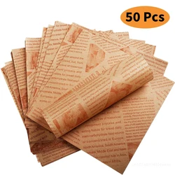 Vintage-Style Greaseproof Deli Wax Paper Sheets - 50 Pack for Food Wrapping and Lining (22x22cm 50Pcs)