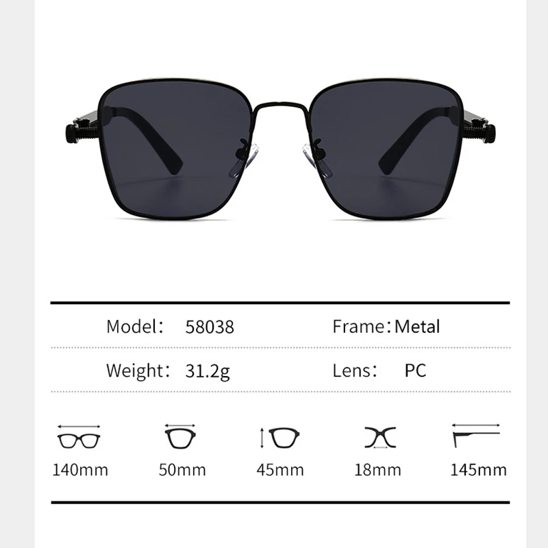 Men's Steampunk Sunglasses Personality Square Large Frame Men's Sunglasses Car sunglasses 8479 driving glasses