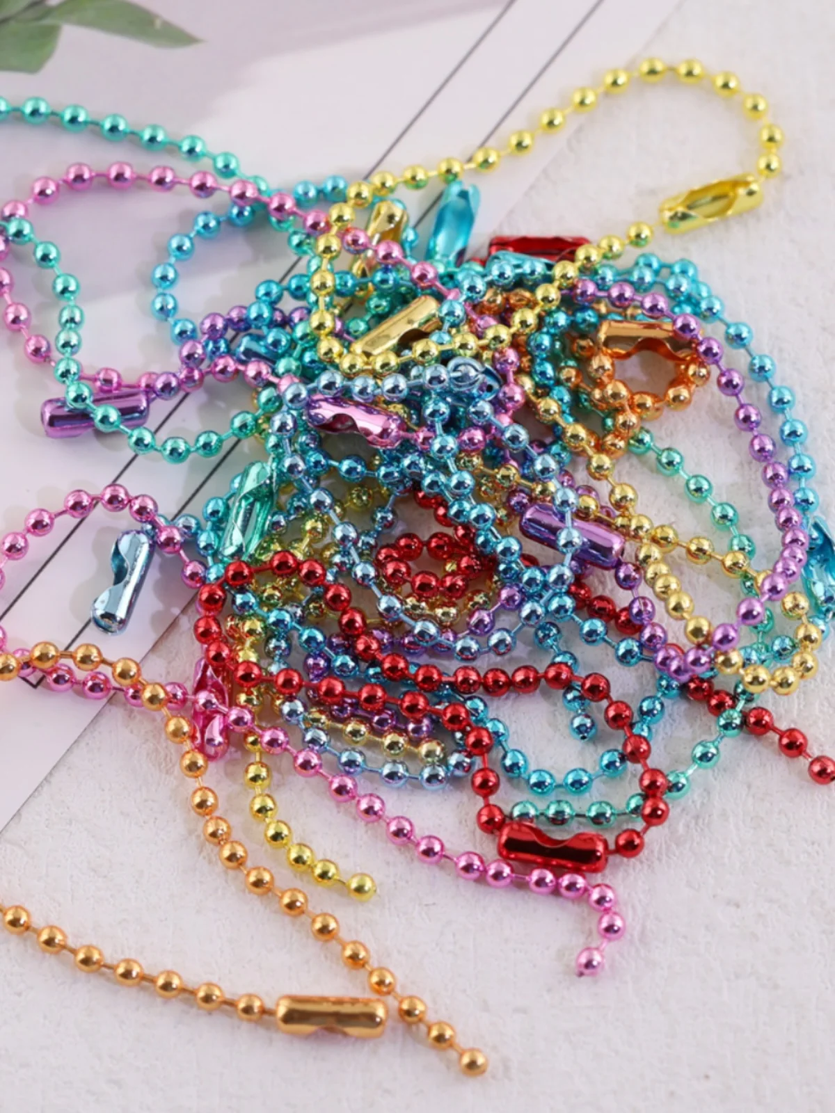  Metal Electrolysis Bead Chain Tag Chain DIY Handmade Doll Bag Pendant Chain Jewelry Material Accories