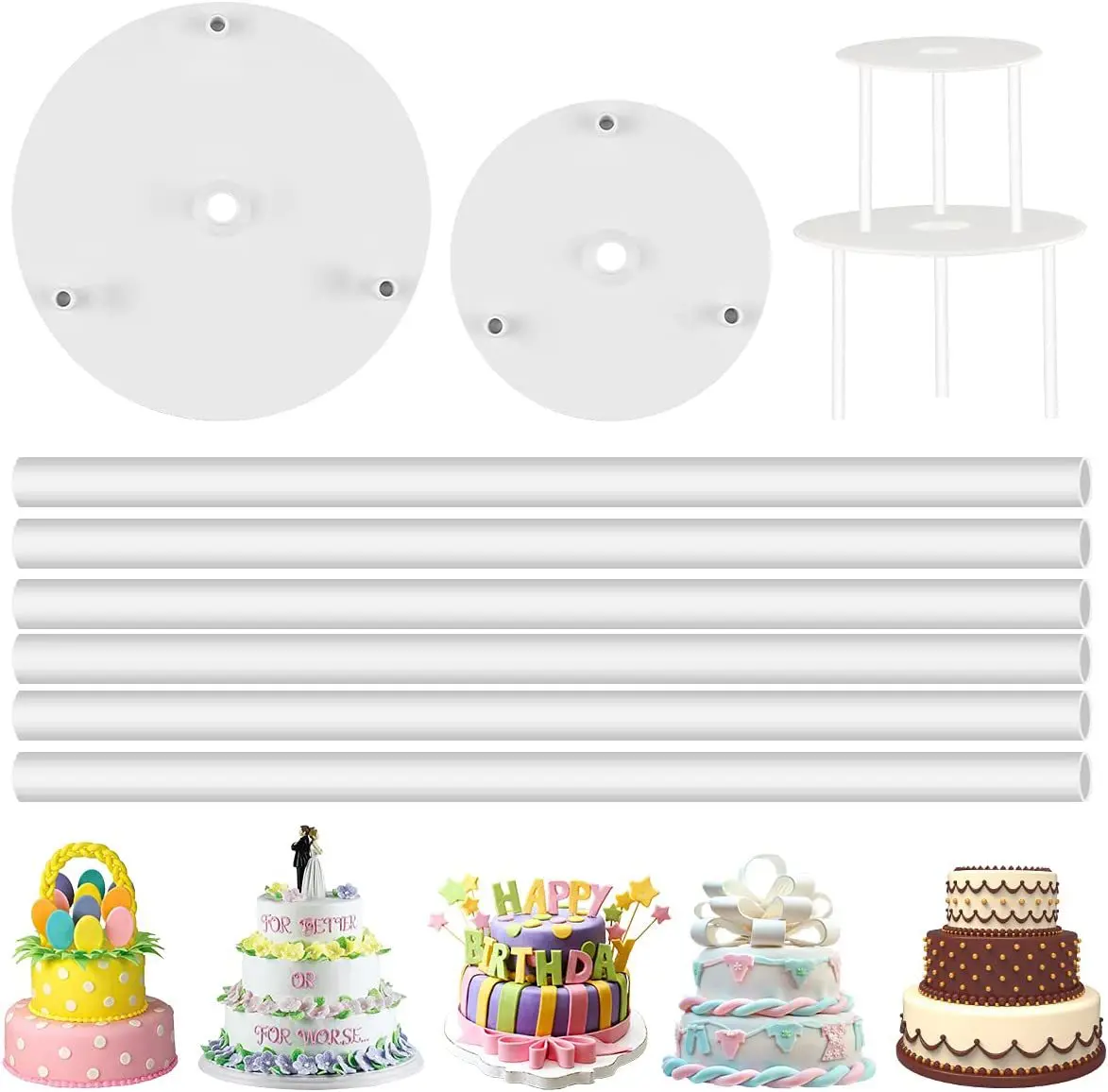 Cake Tier Support Cake Dowel Rods Set 3pcs Sticks With 1pc Cake Separator  Plate For Tiered Cake Construction Stacking - Cake Tools - AliExpress
