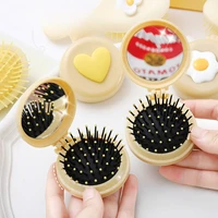 2 Style Cute Cartoon Folding Air Cushion Comb Mini Comb Portable Travel Massage Comb with Makeup Mirror Girl Kawaii Hair Styling - Image 4
