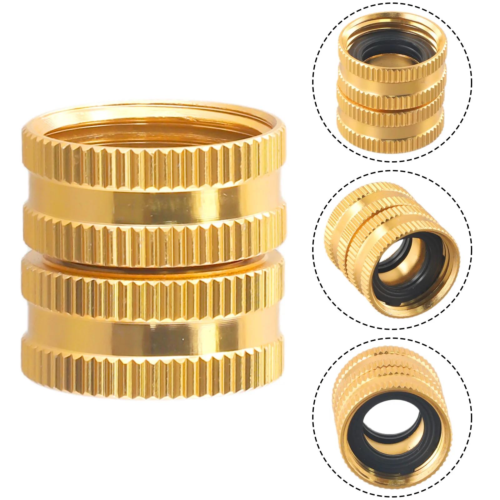 thumbnail image 2 of 4pcs Garden Hose Connector Fitting 3/4 Inch Double Female Hose Adapter Threaded 2 of 11