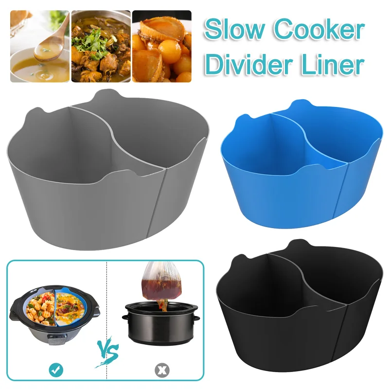 

6QT 2 in 1 Stew Cooker Inner Tank Reusable Silicone Slow Saucepot Dividers Non-stick Easy To Clean Heat Resistant Kitchen Tools