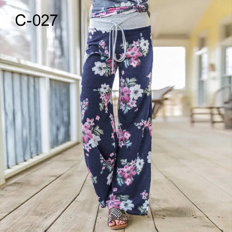 

Spring Autumn Loose Beach Women's Pants Fashion Floral Print Drawstring Wide Leg Ladies Long Pants Sweatpants 2024