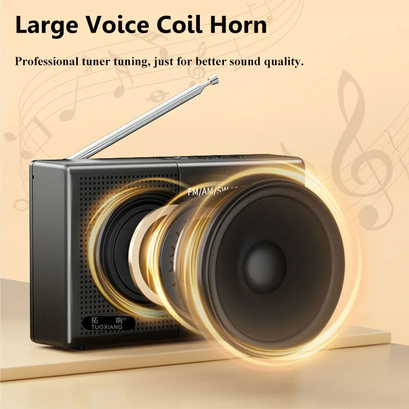 Mini Multi-band Radio High Sensitivity FM AM SW Radios Receiver Built-in Speaker Rechargeable with 3.5mm Headset Jack for Elder