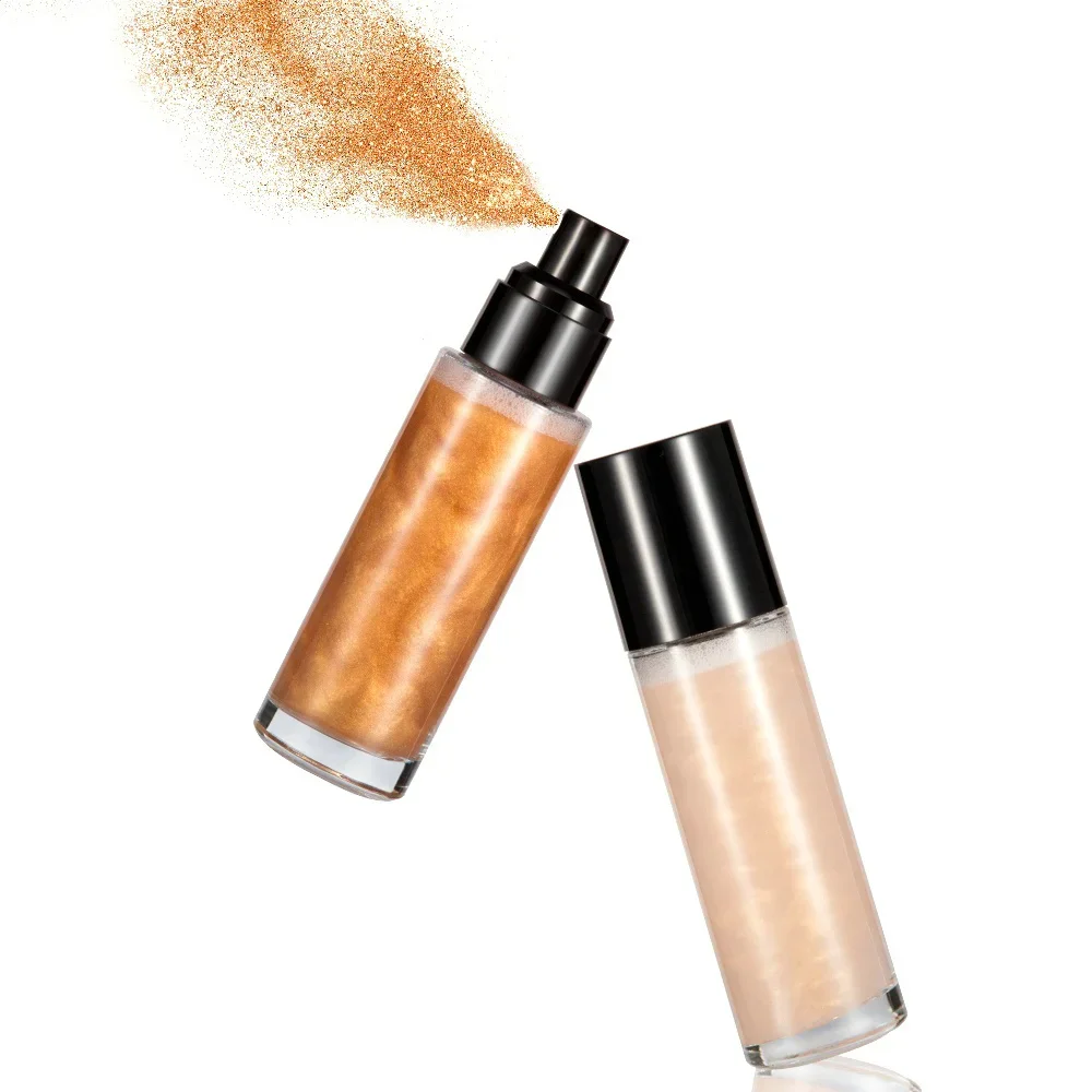

4-color Highlight Spray Private Label Logo Cosmetics Body and Face Use To Brighten Skin Tone Makeup Highlighter