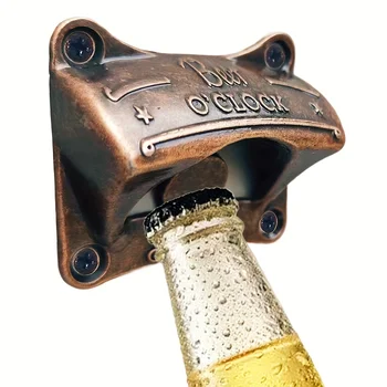1/5/10pcs "Beer O' Clock" Apribottiglie Montaggio A Parete Retro BBQ FAI DA TE Solido Apri di Birra Strumenti Bar Apri Decorativo gadget da cucina 1