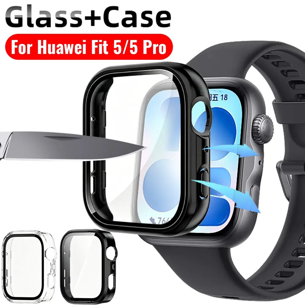 Premium Tempered Glass Screen Protector & Hard PC Protective Bumper for Huawei Watch Fit Series