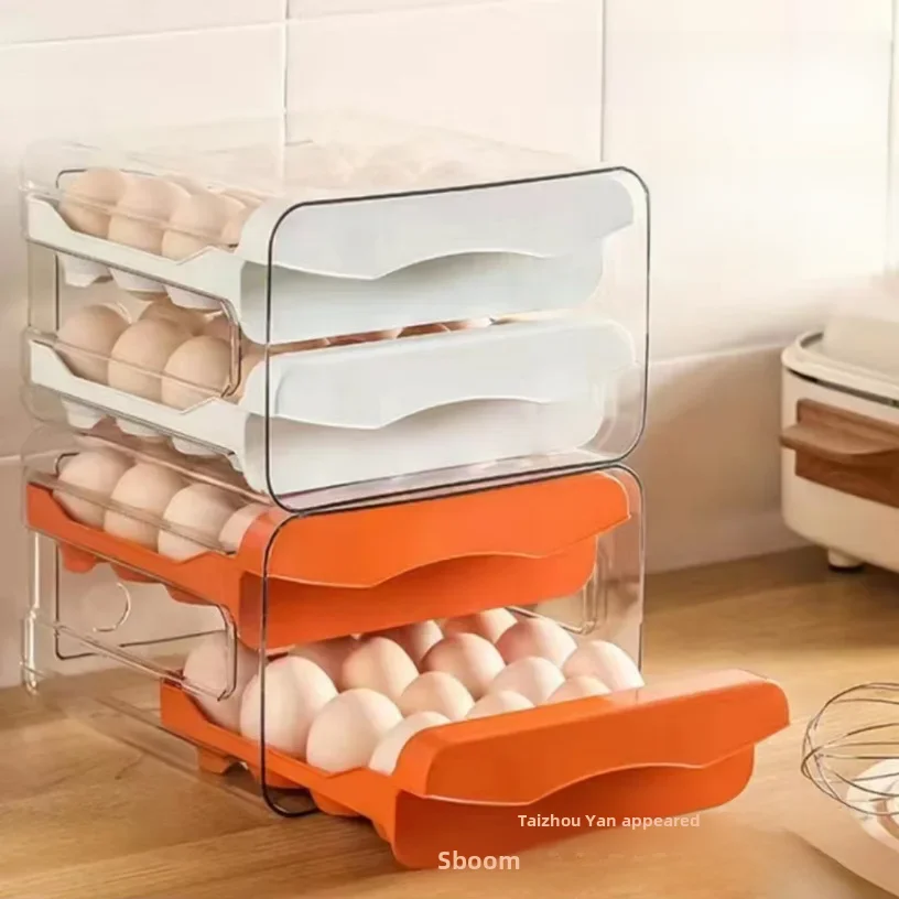 Description Picture 4 of itemRefrigerator egg storage box drawer-type storage double-layer pull-out box for egg preservation large capacity 32 compartments