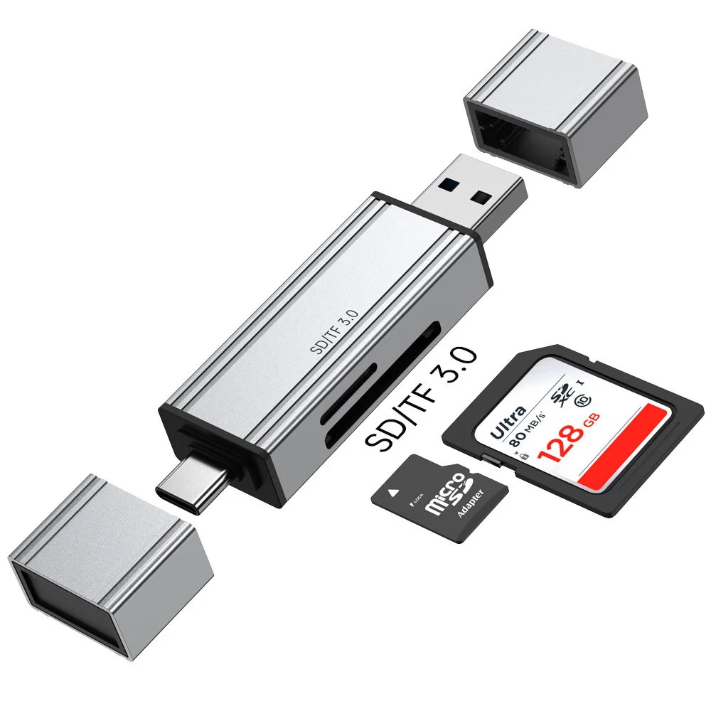 FC&EC 카드 리더 USB C to SD 마이크로 SD TF 카드 리더 어댑터 PC 노트북 액세서리 스마트 메모리 카드리더 SD 카드 어댑터