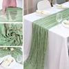 Sage Green Cheesecloth Table Runner Boho Gauze Cheese Cloth Sheer Wedding Birthday Party Baby Bridal Shower Backdrop Decorations 5