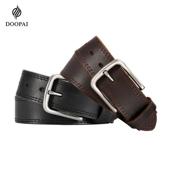DOOPAI in vera pelle per jeans da uomo con fibbia di alta qualità Cinture casual in pelle di vitello Cintura da cowboy da lavoro Stilista maschile 1
