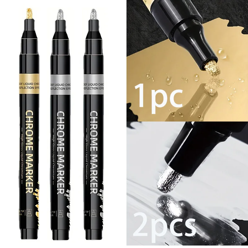 Marqueur Acrylique Métallique Argenté - 3 Tailles (1mm, 1-2mm, 2-3mm) | Imperméable, Brillant Miroir, Pour Plastique, Résine…