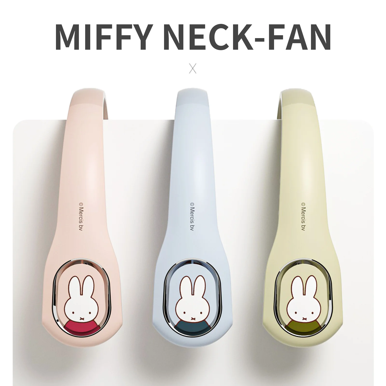 Miffy x Mipow Neck Fan Hanging Neck Portable Hanging Fan Summer Air Cooling Bladeless Neckband For Outdoor Sports Trave