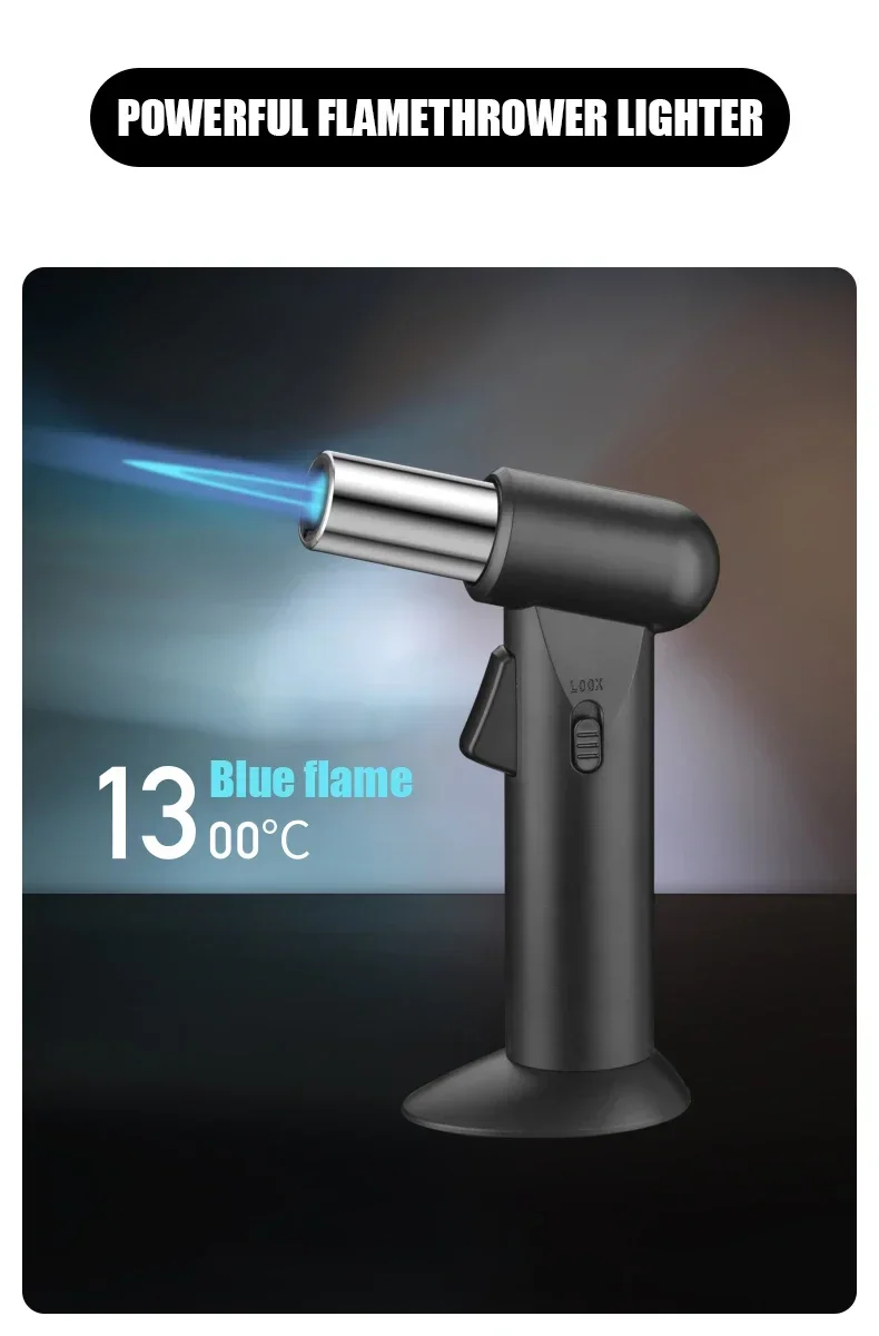 Description Picture 2 of item2024 Sell Hot Large Flame Gun Lighter,Windproof Blue Flame,Adjustable Flame Size,Safe Locking Fire, Outdoor Barbecue Gadgets