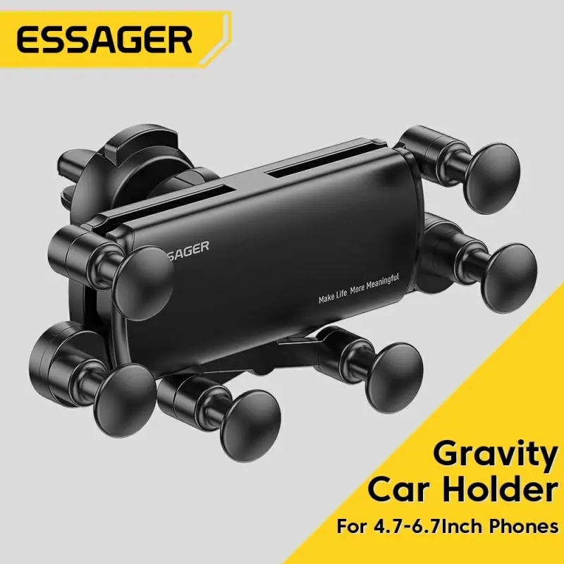  EssagerUniversal 6 Points Solid Fold Car Phone Holder Gravity Car Holder For Phone In Car Air Vent Clip Mount Smartphone Holder 