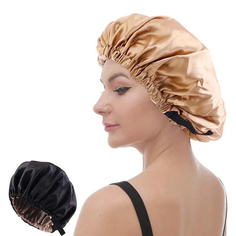 6 Colors Satin Hairdressing Sleeping Hair Cap Invisible Flat Satin Cap Silk Round Women Hair Styling Adjustment Silk Bonnet