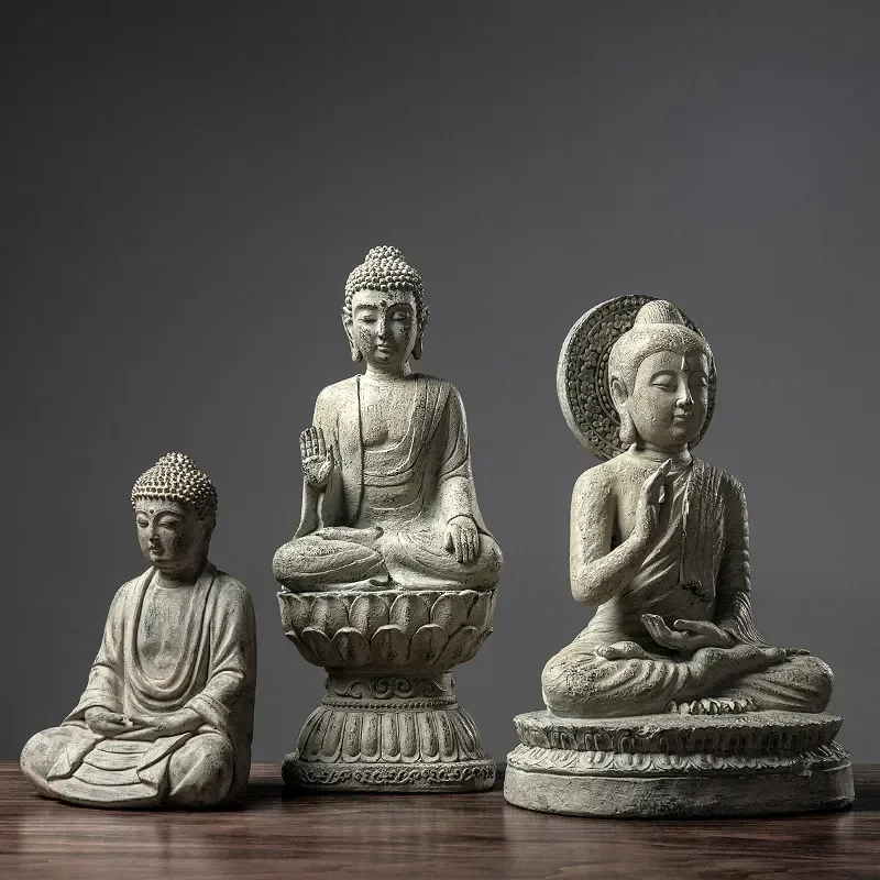 

Buddha Sculpture Figurines Resin Crafts Ornaments Porch Meditation Buddhism Statue Zen Table Accessories Garden Home Decoration