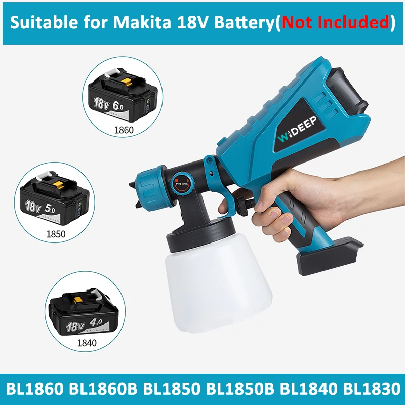 18V 1500W Electric Cordless Spray Gun High Power HVLP Paint Sprayer Auto Furniture Steel Coating Airbrush For Makita 18V Battery 4