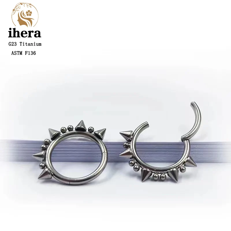 

G23 Titanium Cone Spike Circular Nose Ring 14G Surgical Nose Septum Piercing Hoops Ear Tragus Cartilage Piercing Body Jewelry