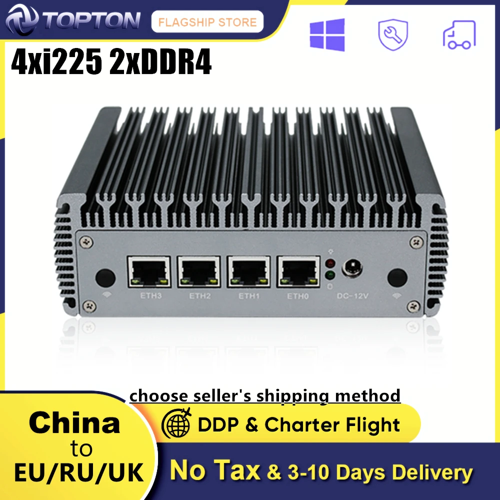 2.5G Router Celeron J4125 Fanless Mini PC 4 Intel i225V3 2500M Nics 2xDDR4 HD-MI VGA pfSense OPNsense Ubuntu VPN Firewall Server |