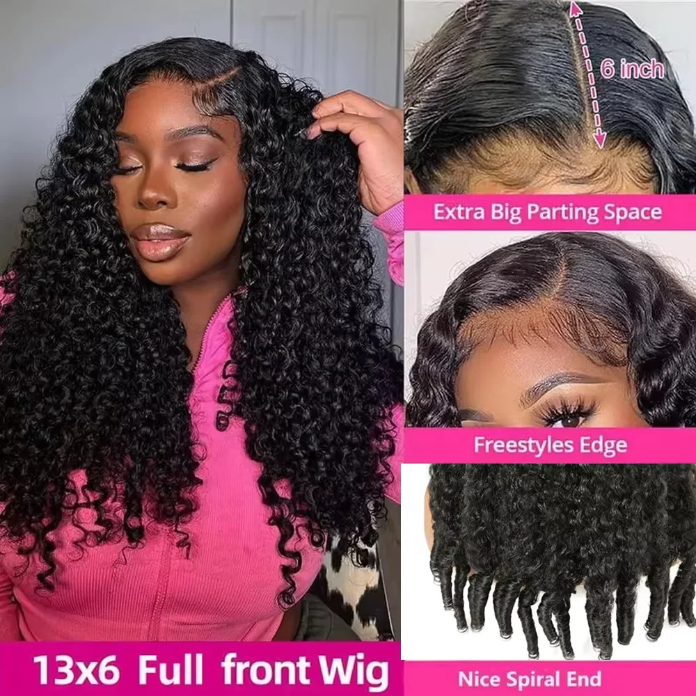 180% Density Burmese Curly 13x4 13x6 HD Lace Frontal Wigs Human Hair Deep Wave Glueless Wigs No Glue Curly Hair Wigs For Women 3