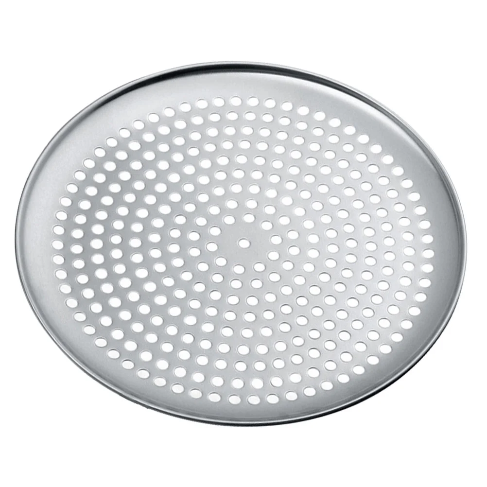 Round Perforated Pizza Pan Large Holes Crisper Baking Tray Steel Nonstick Plate Bakeware Household Round Pizza Plate Replaceable