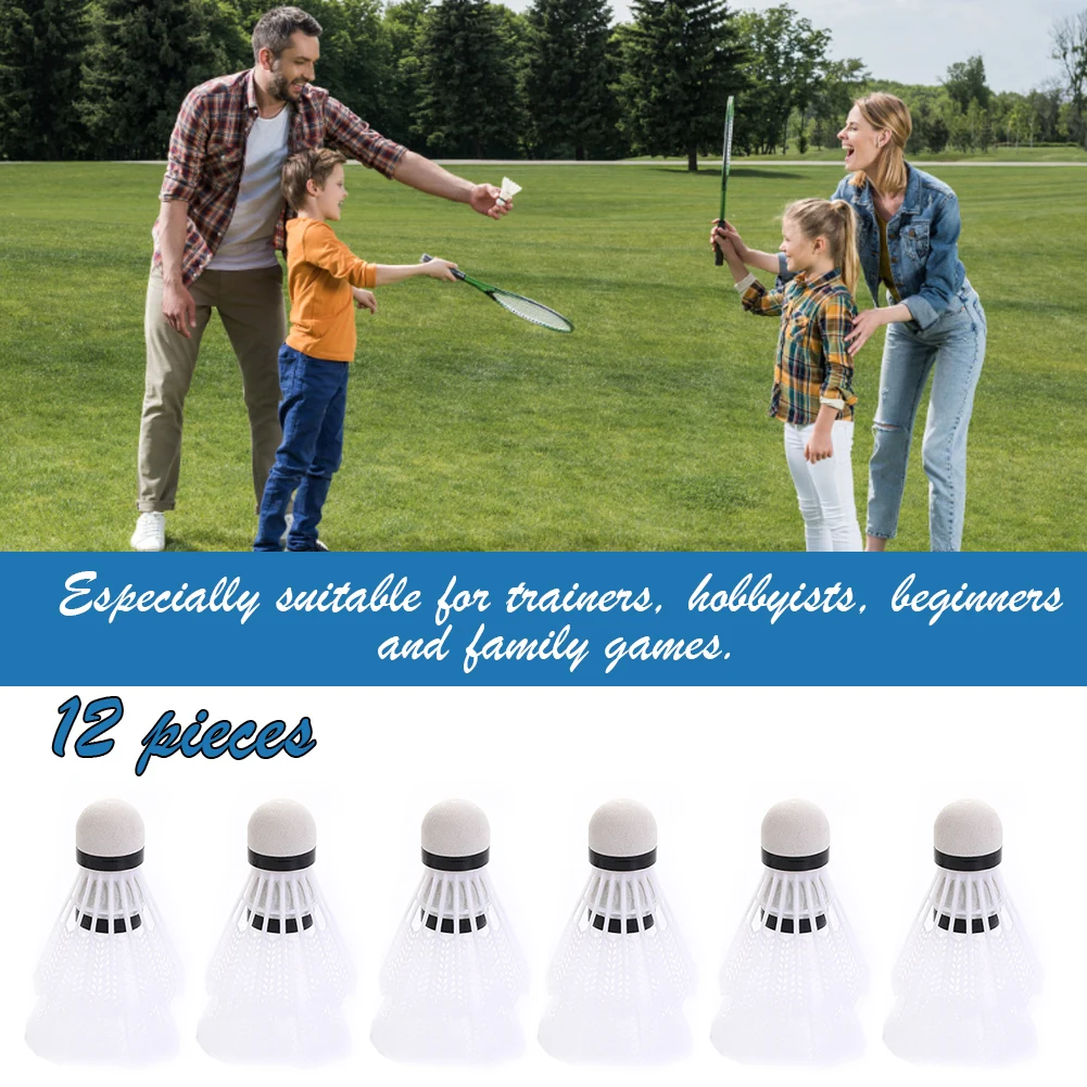 Badminton Shuttlecock 12pcs Plastic Lightweight For Practice Portable for Training Kids Entertainment