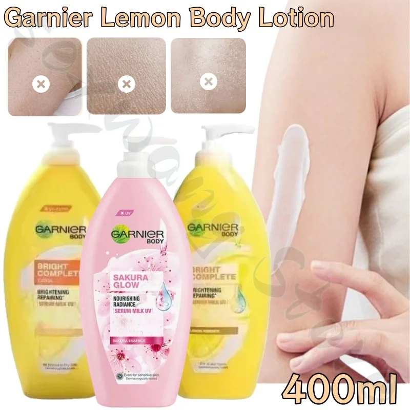 Garnier Lemon Body Lotion 377 Niacinamide Moisturizing Lotion Refreshing Non-Sticky Improves Dirty and Dry Skin Universal 400ml 1