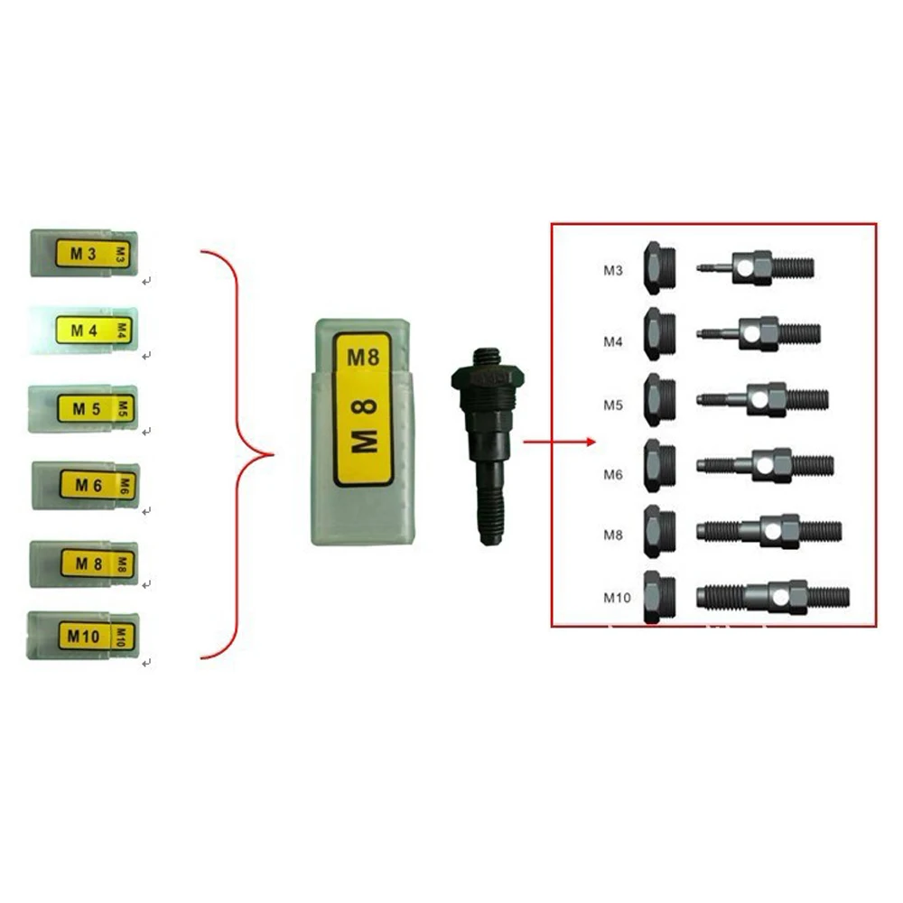 Riveter Gun Tool Hand Riveter Interchangeable Mandrel Insert Threaded Nut Rivet Drilling Rivet Tool M3-M12 Spare Part