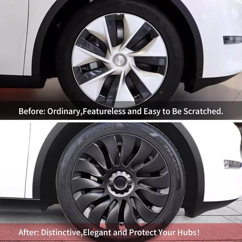 Wheel Hub Caps 4PCS Hub Cap for Tesla Model Y Performance Full Rims Cover 19-Inch Hubcap for Gemini Accessories Wheel Parts wheel hub covers,wheel hub caps