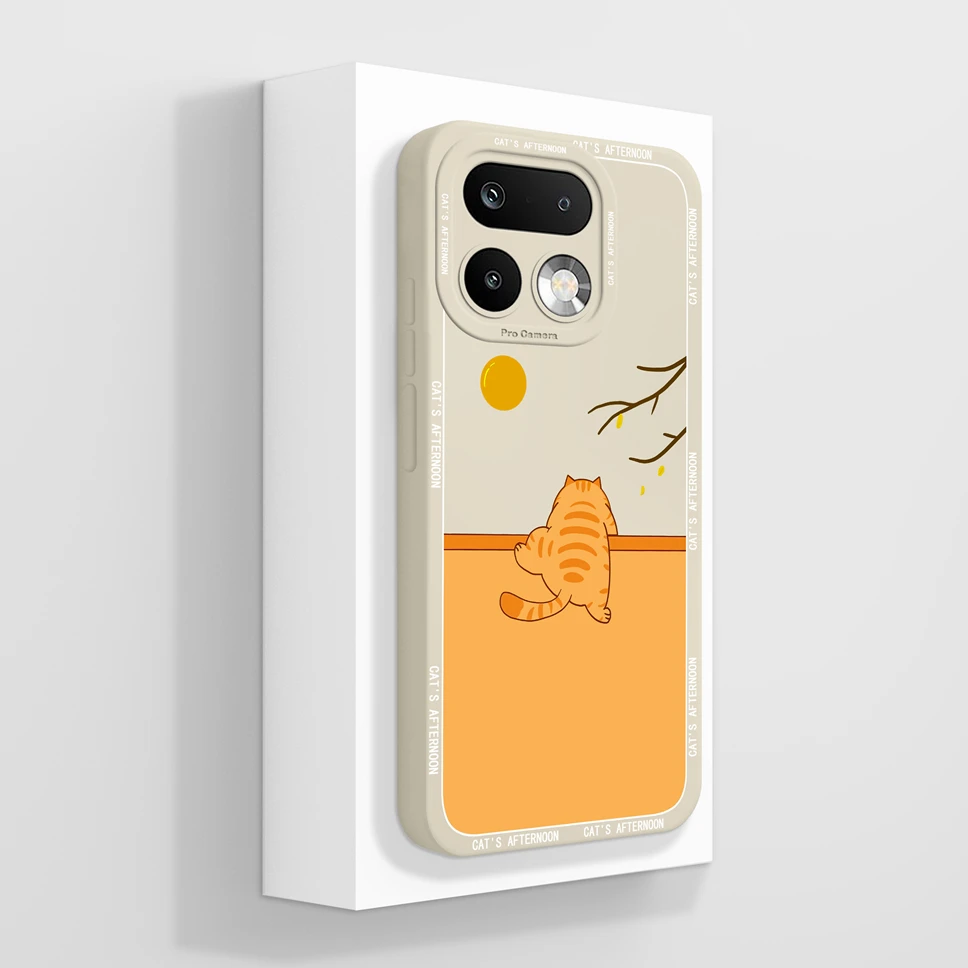 Lovely Cat Pattern Shockproof Full Coverage Liquid Silicone Phone Case