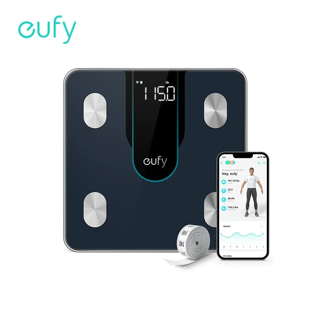 Eufy Smart Scale C1 with Bluetooth, Body Fat Scale, Wireless Digital  Bathroom Scale, 12 Measurements, Weight/Body Fat/BMI, Fitness Body  Composition Analysis, lbs/kg (Black) 