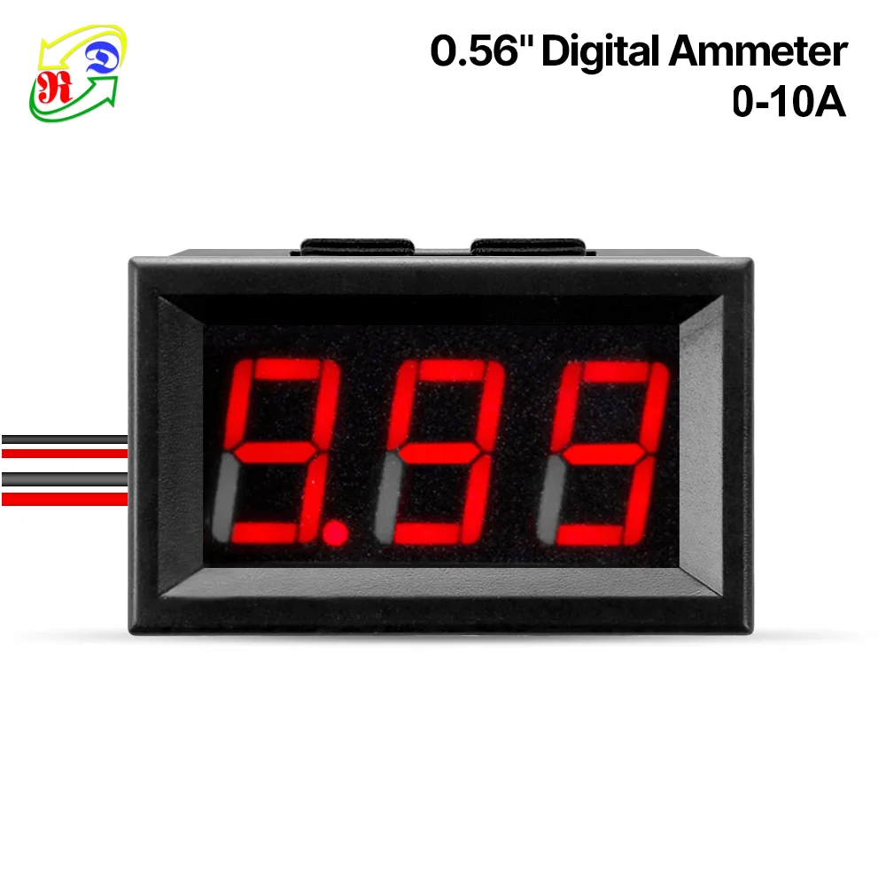RD 0.56" Digital Ammeter DC 0-10A Four wires AMP 3 digit Current Panel Meter led Display Color [ 4 pieces / lot]