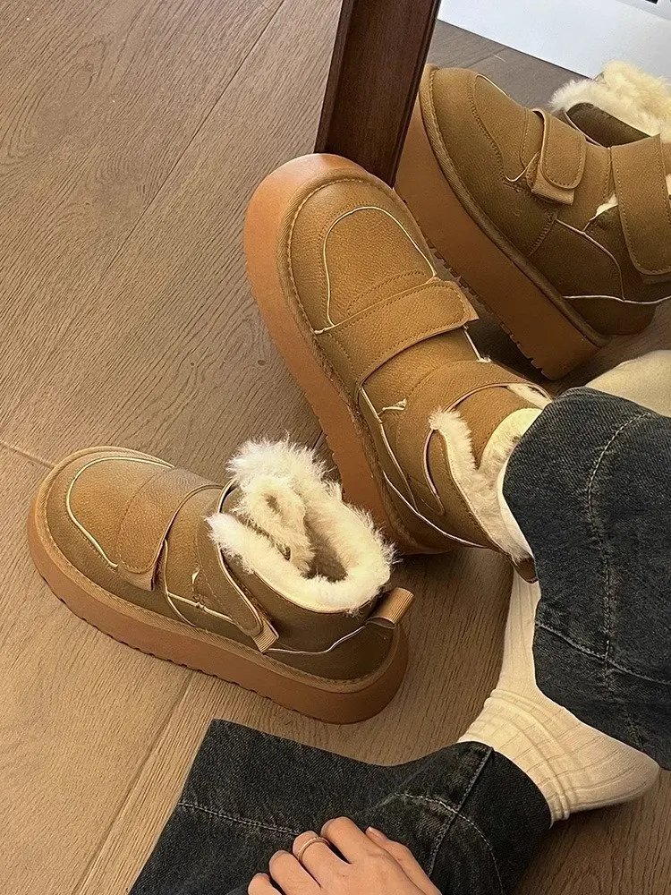 2024 New Arrived Women Snow Shoes Black Women Ankle Boots Solid Ladies Shoes For Female Warm Plush Winter Fashion Casual Shoes