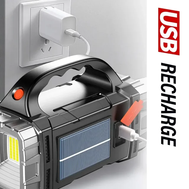 Portable USB Rechargeable Solar LED Flashlight 4