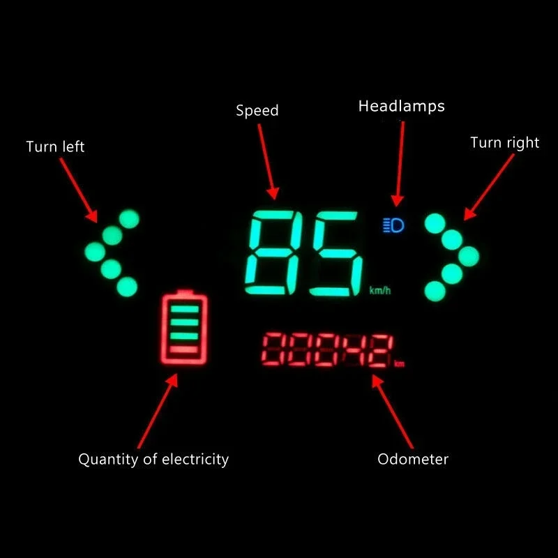 48V / 60V Motorcycle Odometer Digital LCD Display Tachometer LCD Speedometer for Electric Motorcycle